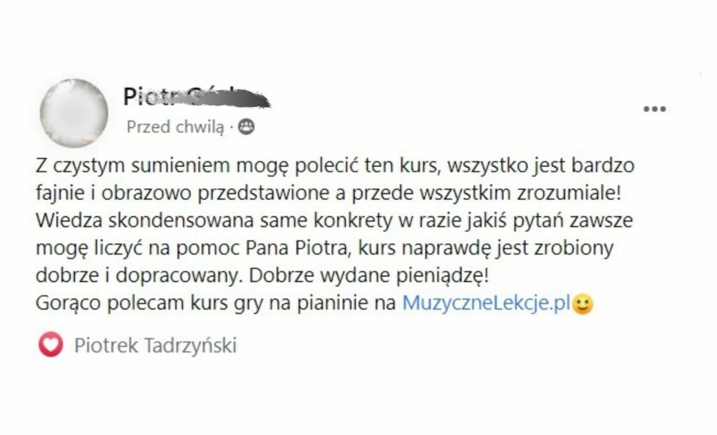 kurs gry na pianinie opinia