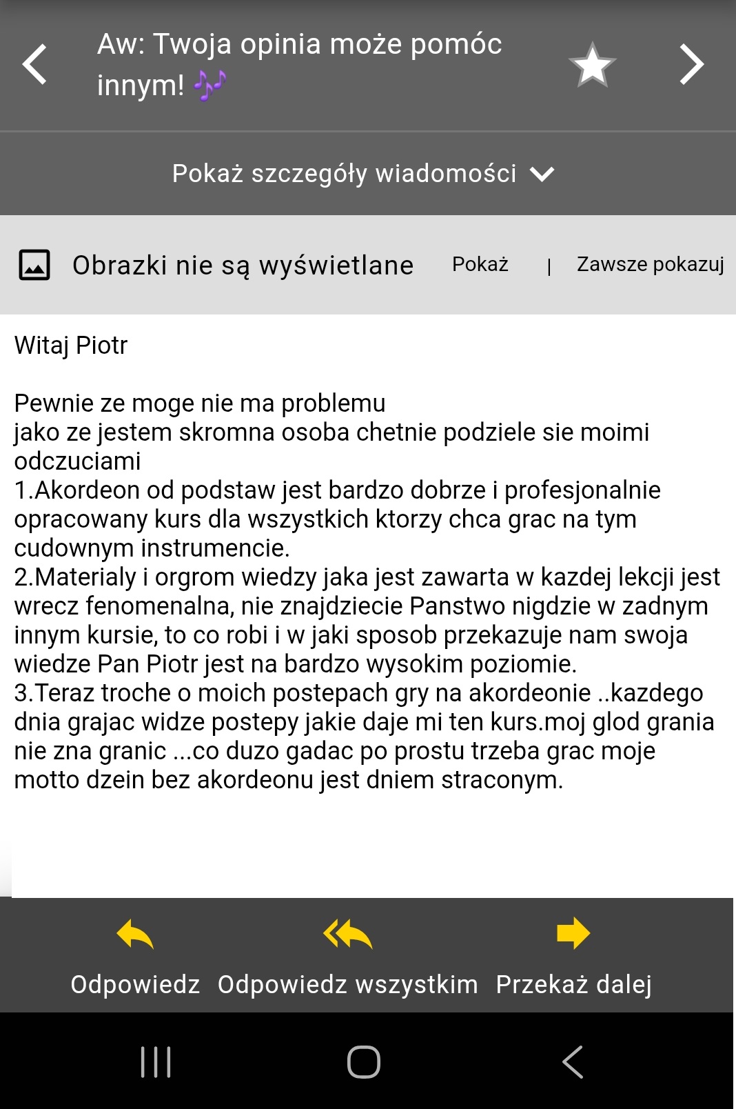opinia o muzycznelekcje.pl